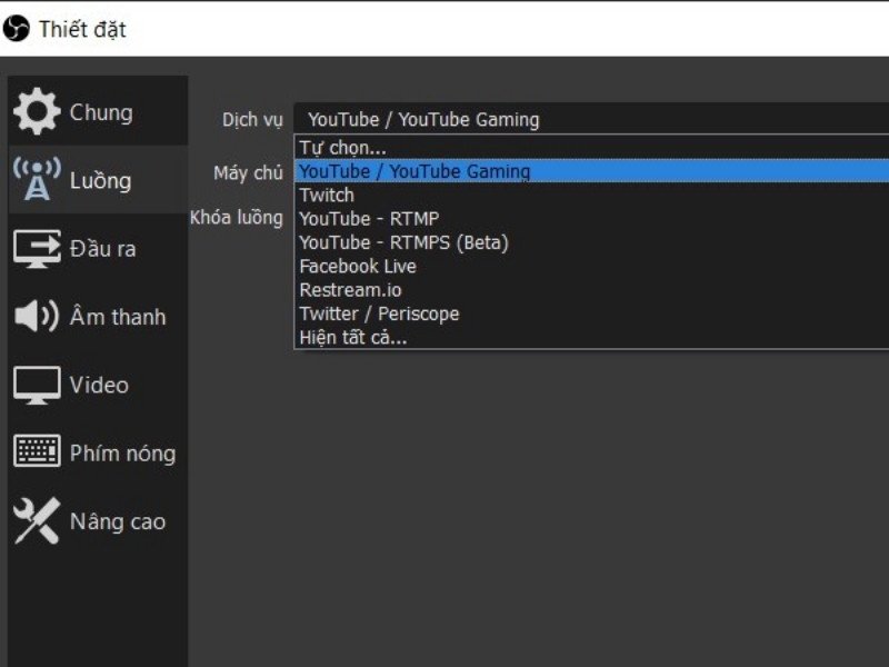 Giao diện phần mềm OBS Studio, công cụ hỗ trợ phát trực tiếp chuyên nghiệp trên máy tính