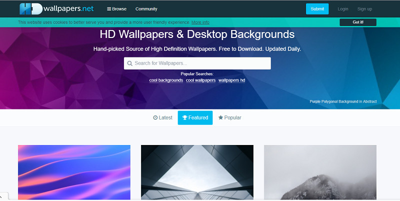 Giao diện trang web HDwallpapers với nhiều lựa chọn hình nền 4K