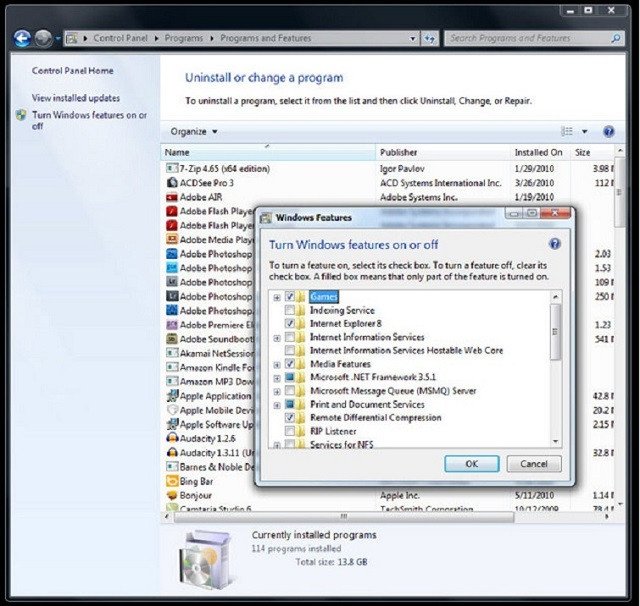 Gỡ bỏ phần mềm không cần thiết để khắc phục máy tính bị lag Win 7