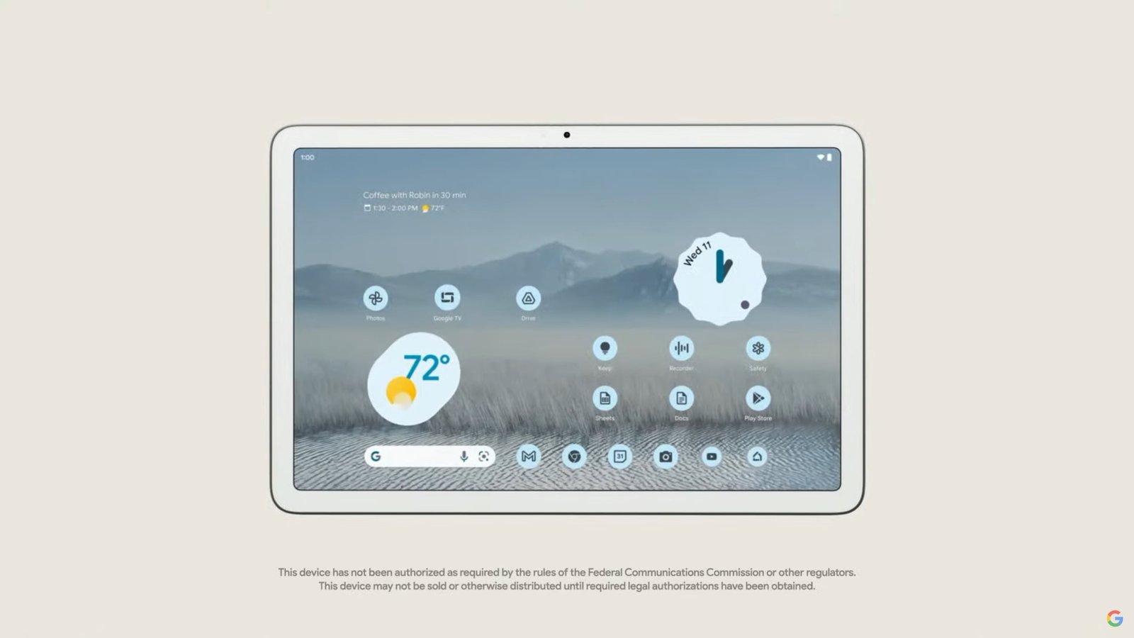 Máy tính bảng Google Pixel với các màu sắc tươi sáng
