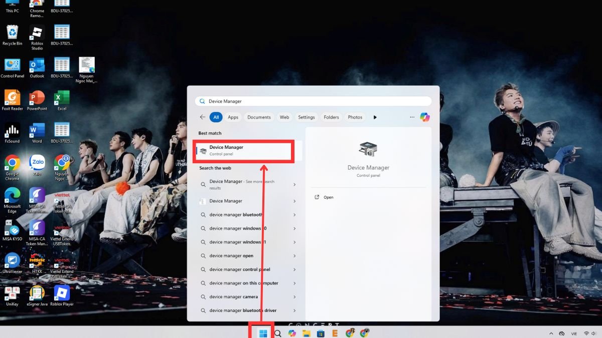 Mở Device Manager để cập nhật driver