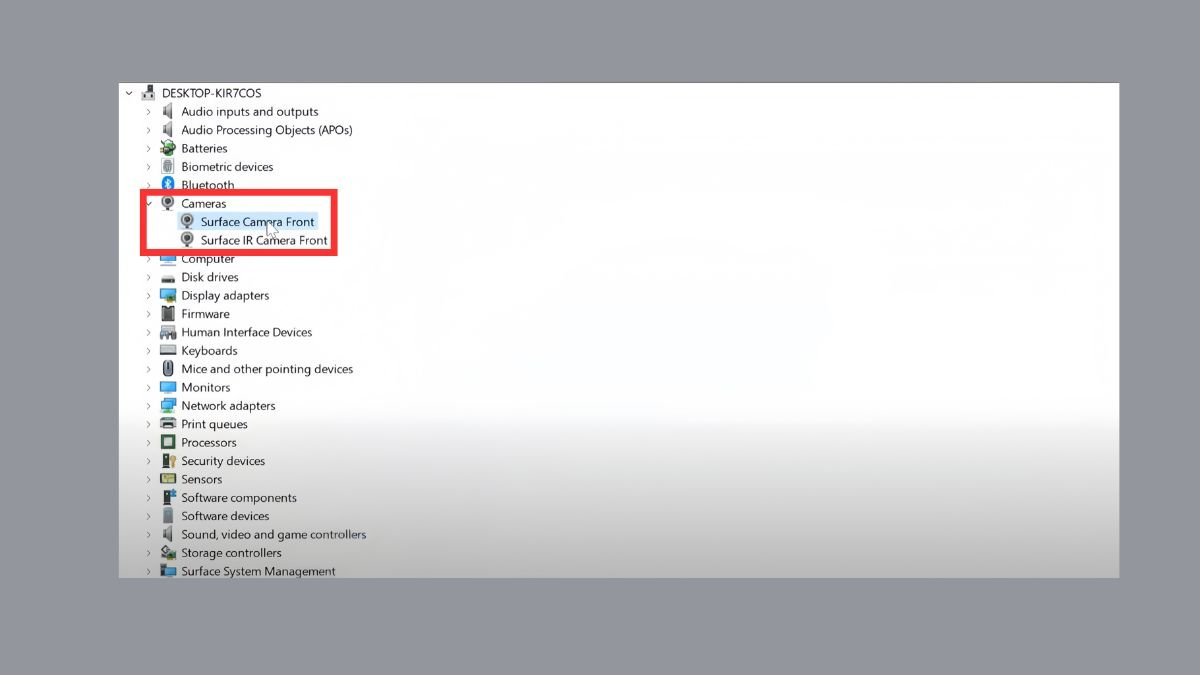 Tìm kiếm camera trong Device Manager