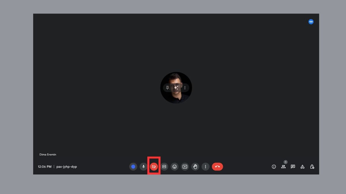Kiểm tra biểu tượng camera trong Google Meet