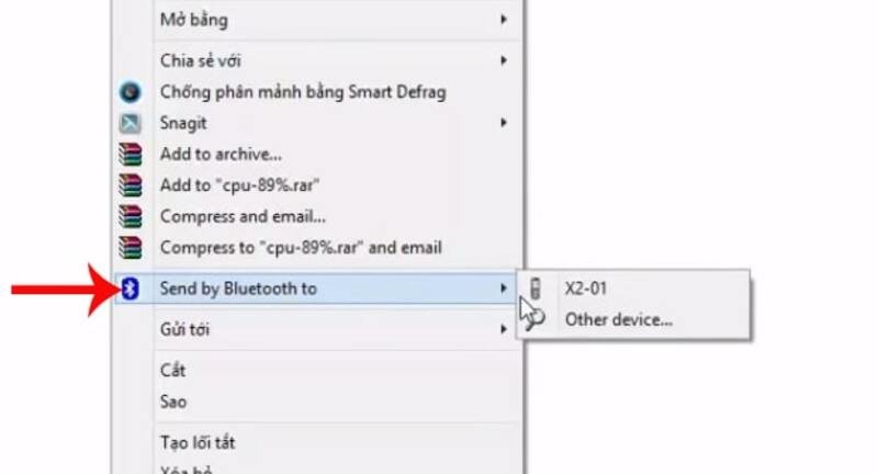 Gửi dữ liệu qua Bluetooth sau khi kết nối