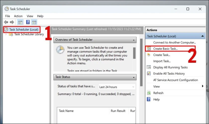 Đặt tên và mô tả tác vụ tự động tắt máy