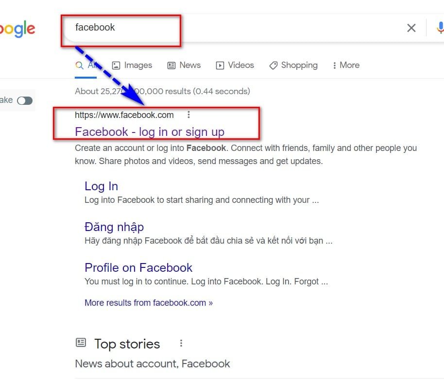 Truy cập trang đăng ký Facebook trên máy tính