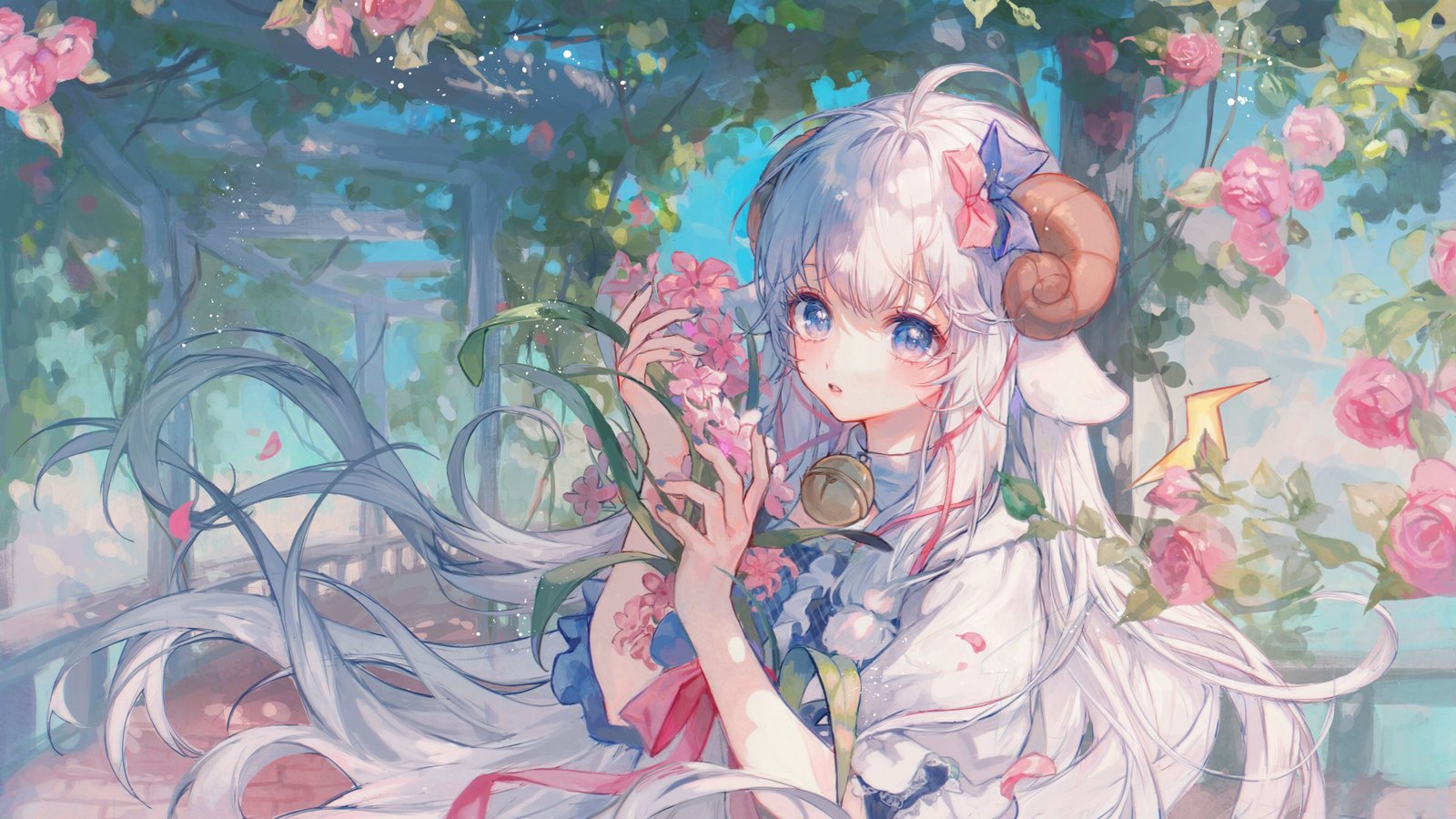 Hình nền máy tính anime nữ cute hồng