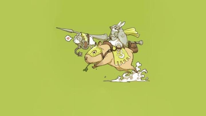 Hình nền Capybara bơi lội trong hồ sen, tạo vẻ đẹp thi vị cho máy tính