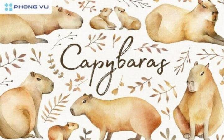 Hình nền Capybara đang chơi game, giải trí trên máy tính