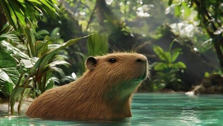 Hình nền Capybara đội mũ len ấm áp, độc đáo cho máy tính