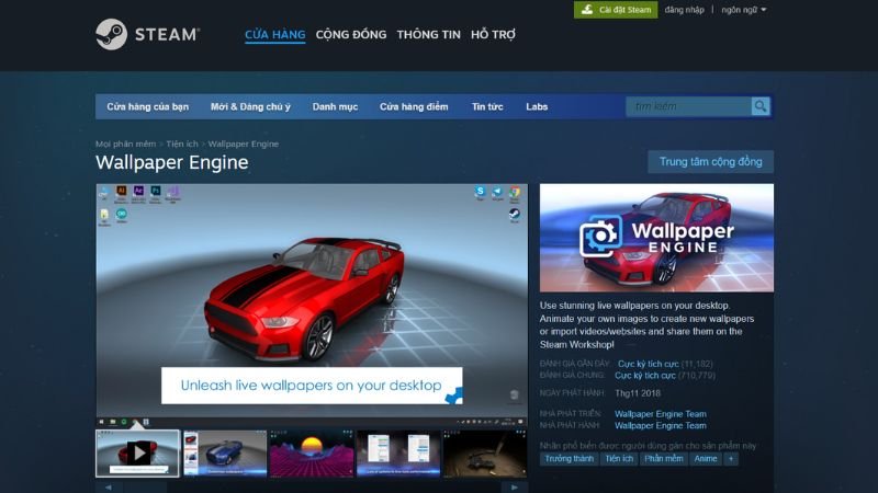 Tìm kiếm Wallpaper Engine trên cửa hàng Steam