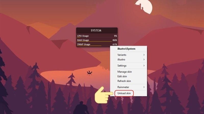 Tắt hoặc gỡ bỏ skin hình nền động trong Rainmeter