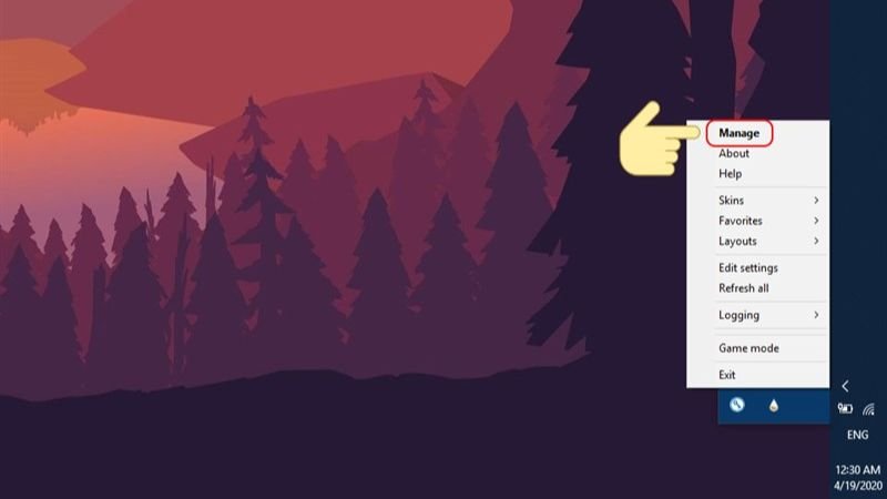 Truy cập quản lý Rainmeter để cài đặt hình nền động