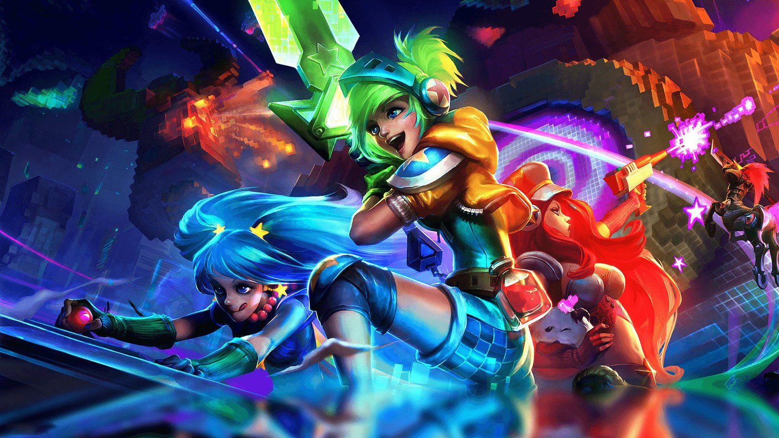 Hình nền máy tính 4K LoL với vị tướng Nami trong thế giới dưới nước huyền ảo, chi tiết vảy cá và hiệu ứng nước được thể hiện tinh xảo, tạo cảm giác thanh bình.