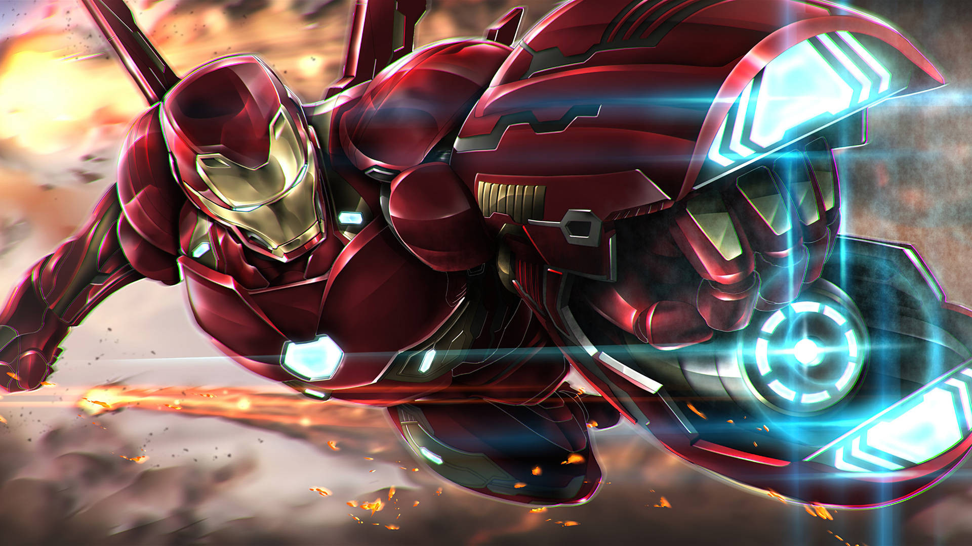 Hình nền máy tính 4K Iron Man bắn pháo năng lượng
