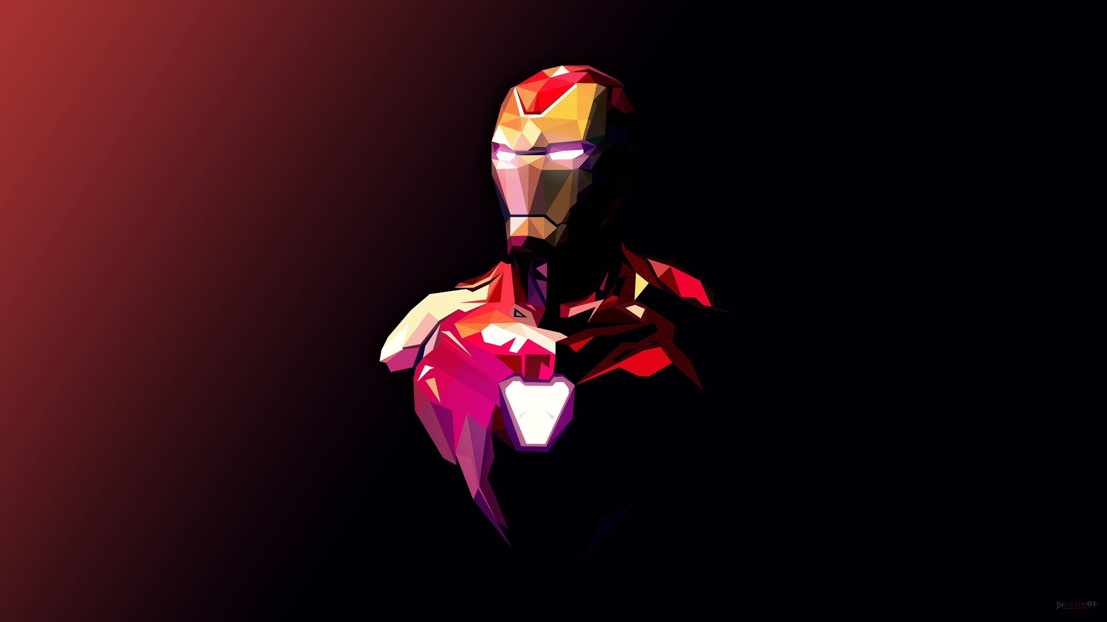 Hình nền máy tính 4K Iron Man dạng minh họa độc đáo