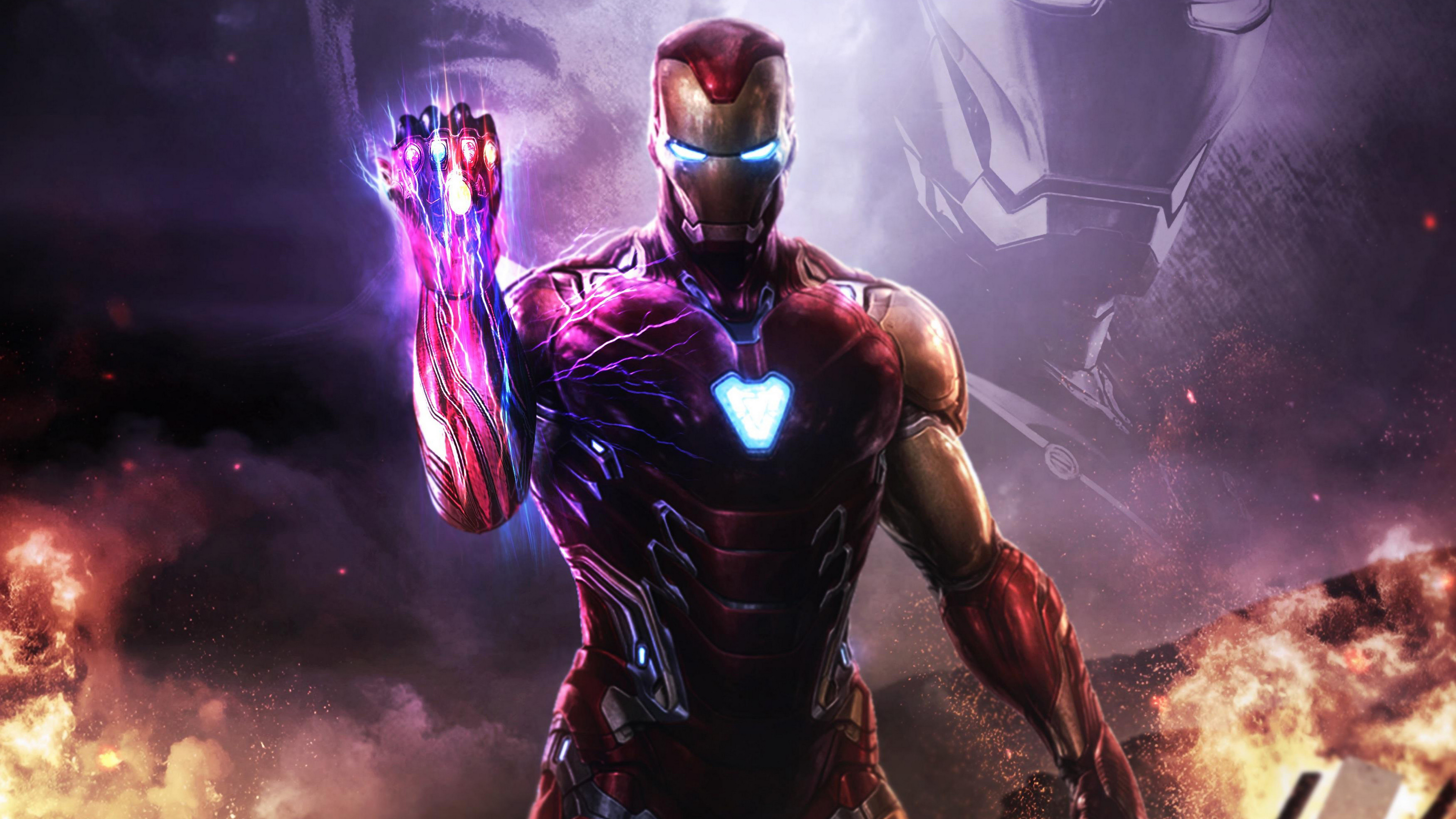 Hình nền máy tính 4K Iron Man với Găng tay Vô Cực trong Avengers Endgame