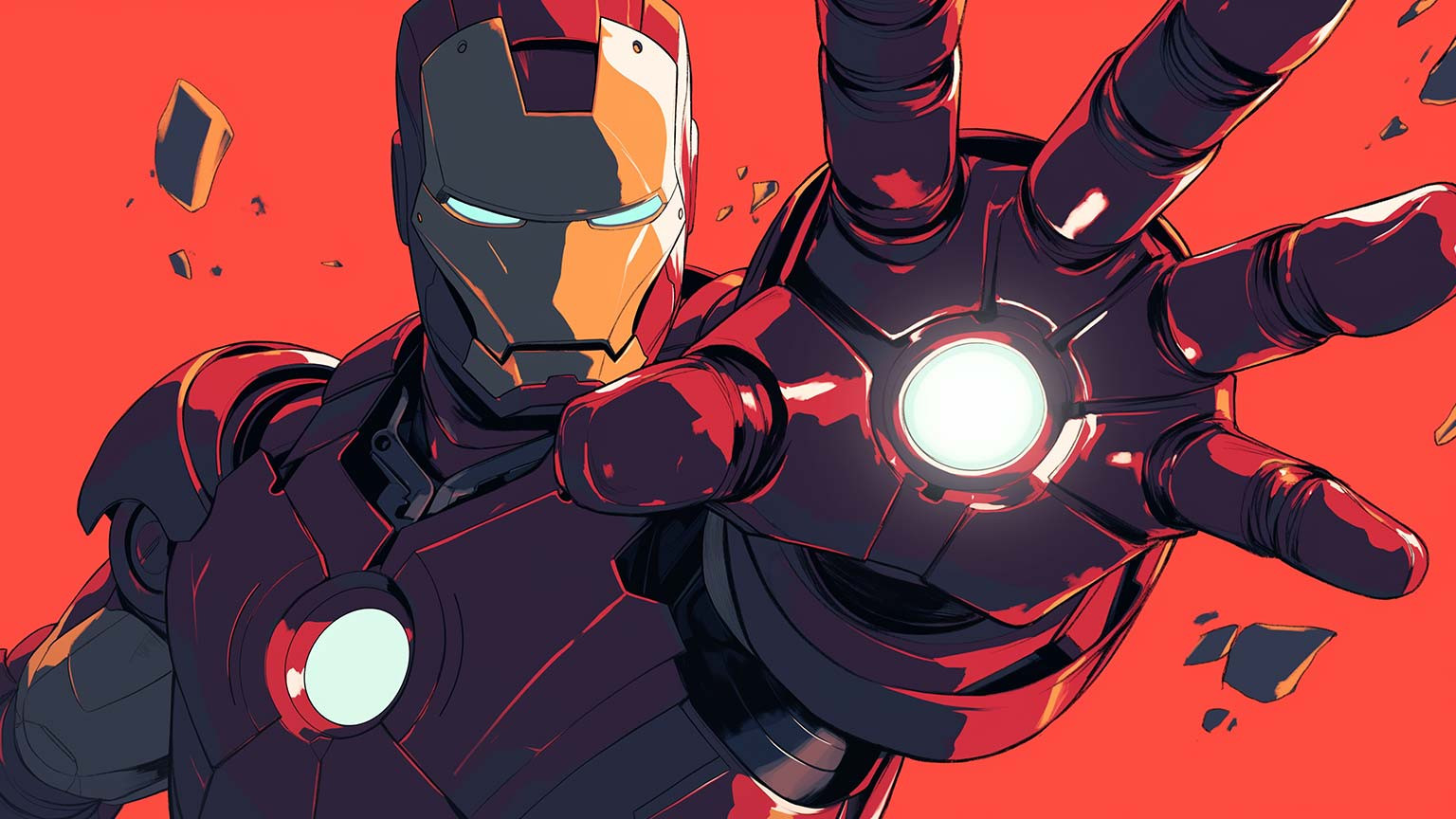 Hình nền máy tính 4K Iron Man với thiết kế nghệ thuật màu đỏ đặc trưng