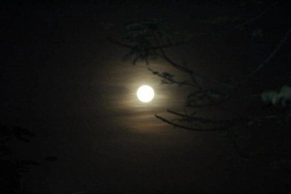 Hình nền máy tính màu đen với ánh trăng tròn sáng lung linh