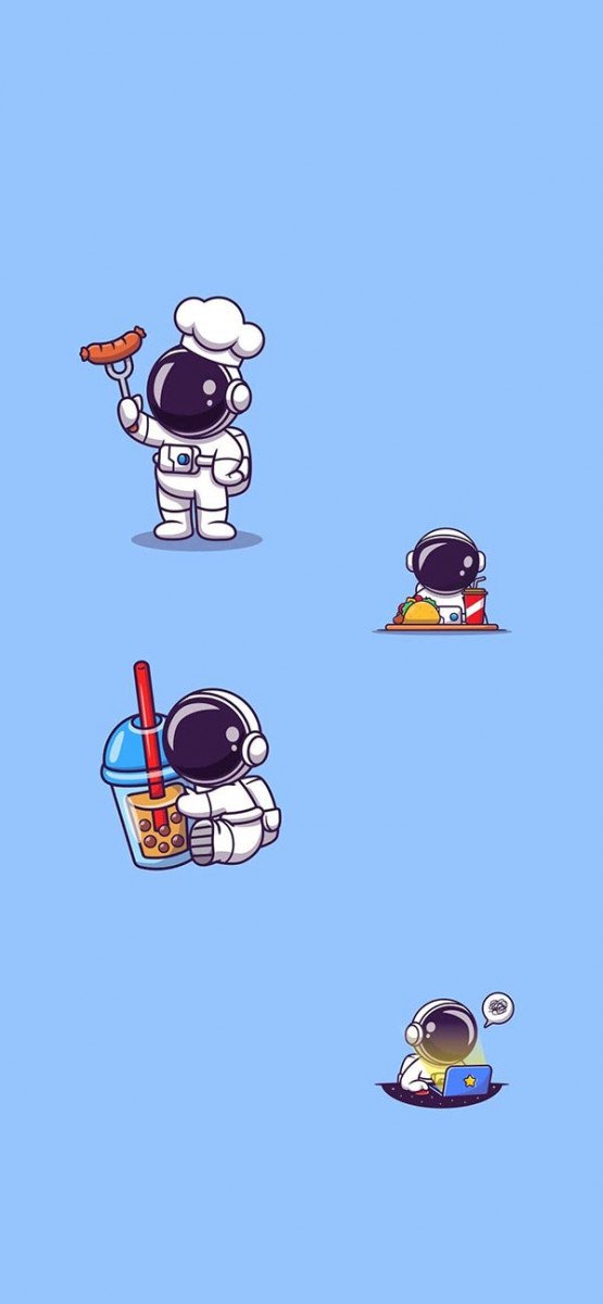 Hình nền máy tính phi hành gia cute và chú chó nhỏ