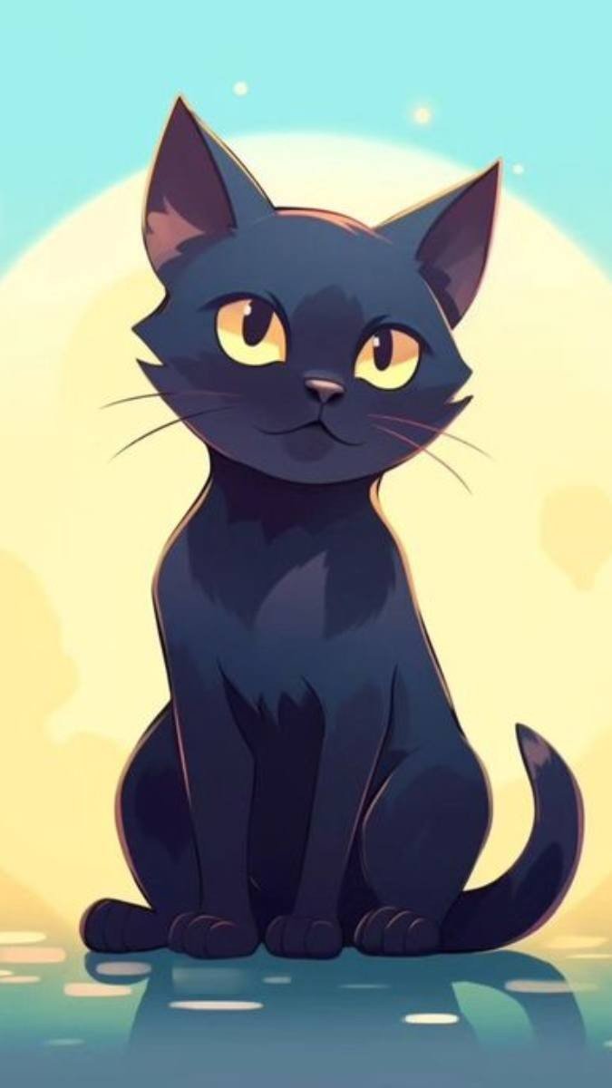 Hình nền mèo ngầu đáng yêu với nơ cổ