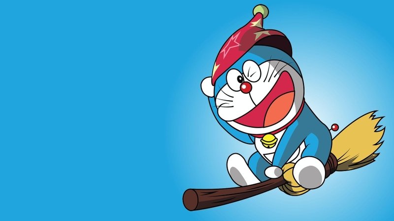 Hình nền máy tính dễ thương Doraemon đọc sách