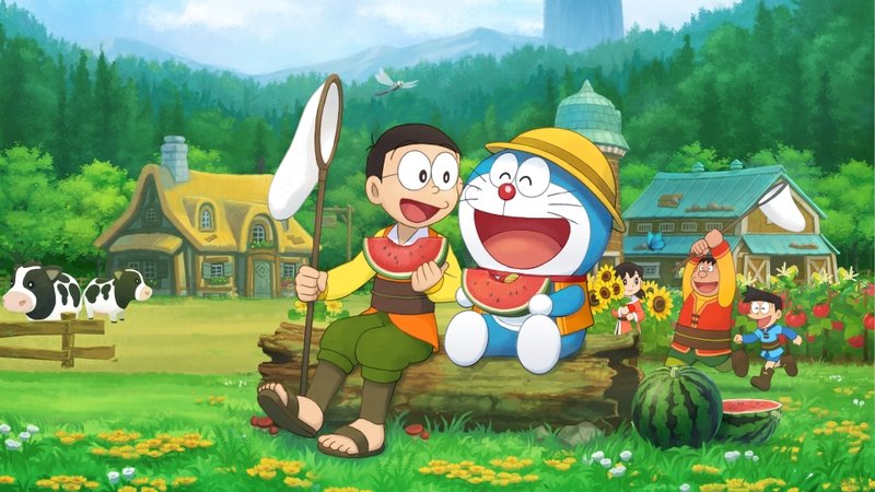 Hình nền máy tính dễ thương Doraemon và bánh rán