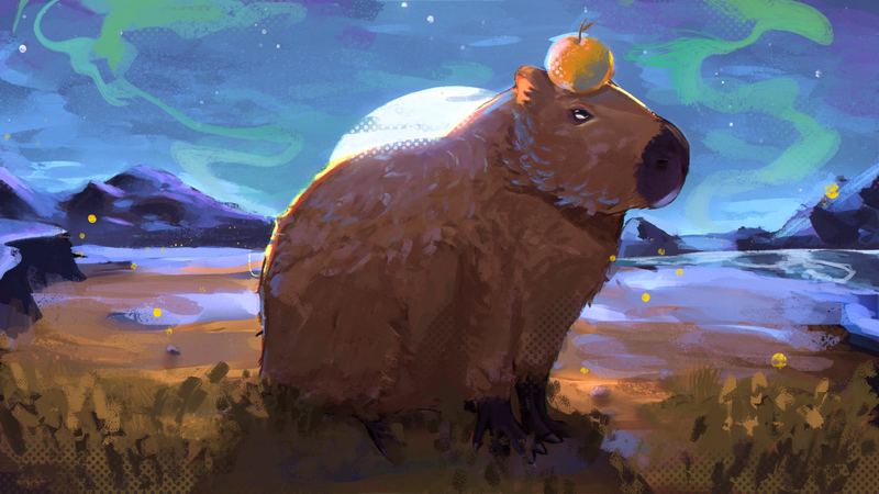 Hình nền máy tính dễ thương Capybara thư giãn