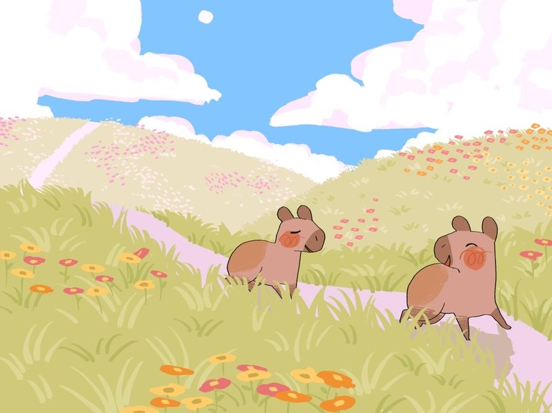 Hình nền máy tính dễ thương Capybara vui tính