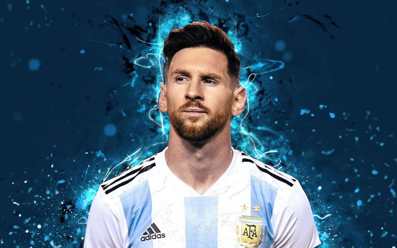 Messi với quả bóng trong màu áo Argentina, hình nền 4K 3D đẳng cấp
