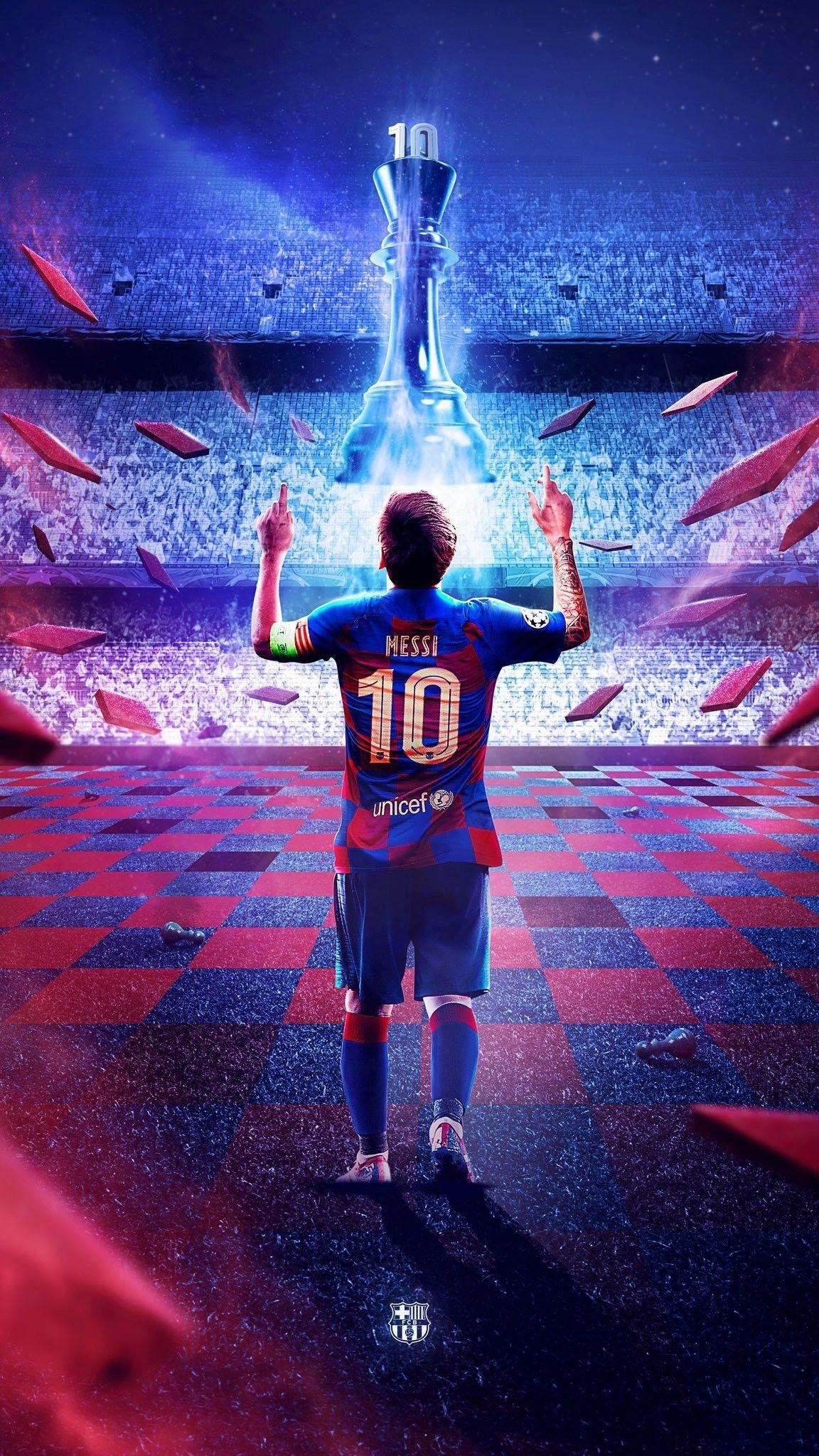 Hình nền 4K 3D của Messi trong khoảnh khắc tập trung trước trận đấu