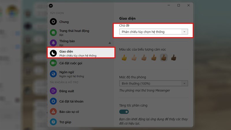 Hướng dẫn bật chế độ tối Messenger: Chọn mục Tùy chọn