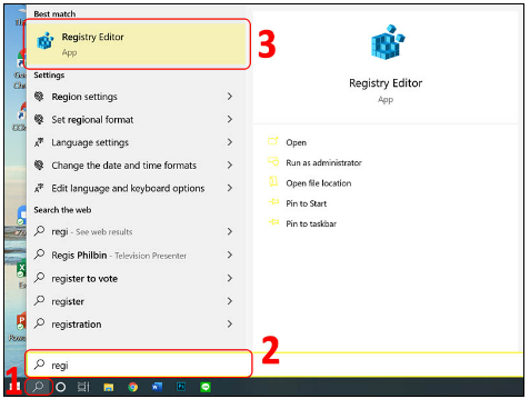 Tìm và mở Registry Editor để kiểm tra trạng thái cổng COM