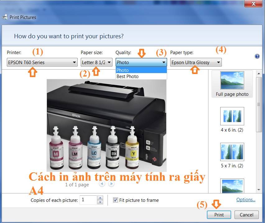 Hướng dẫn chi tiết các bước in hình ảnh trên máy tính ra giấy A4