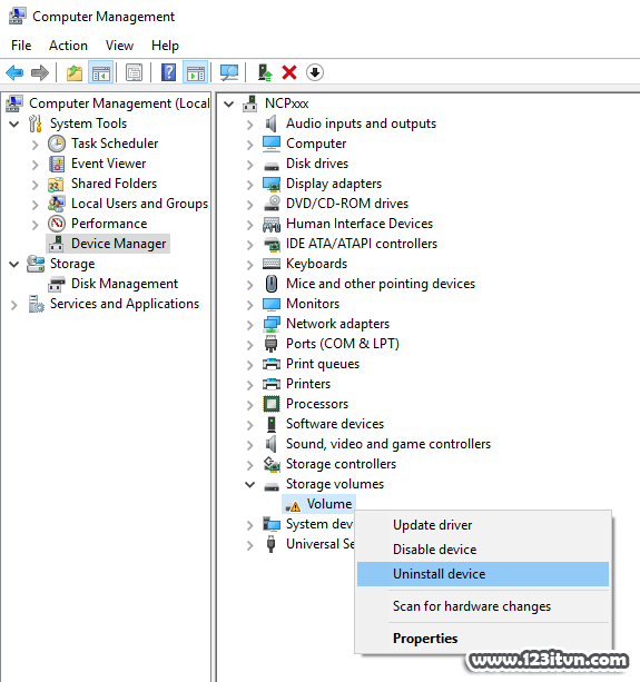 Gỡ bỏ thiết bị USB không nhận diện trong Device Manager