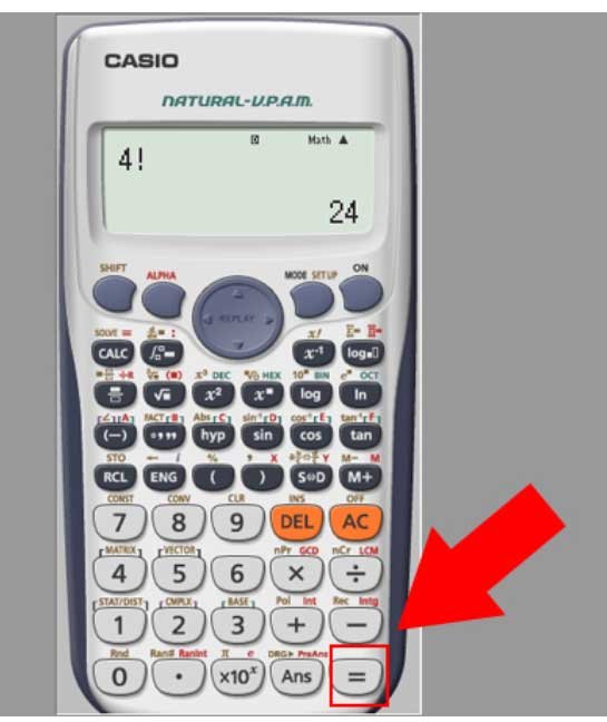 Hiển thị kết quả tính hoán vị trên máy tính xác suất