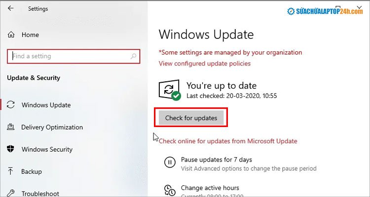 Chọn Check for updates để sửa lỗi không mở được ảnh