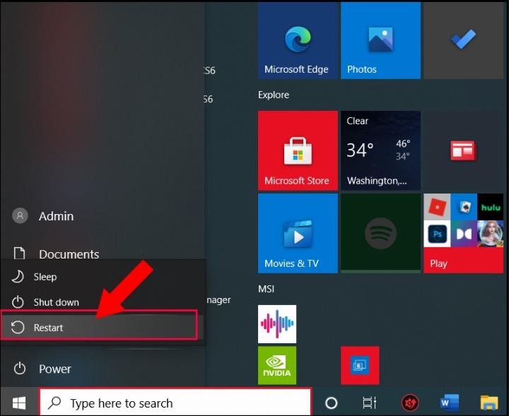 khởi động lại máy tính