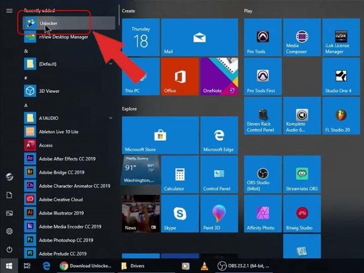 Khởi động ứng dụng Unlocker để xử lý file cứng đầu