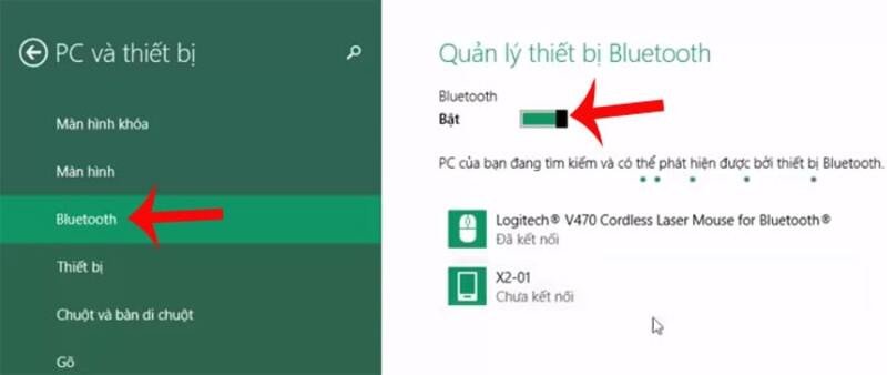 Kích hoạt Bluetooth trên Windows 8