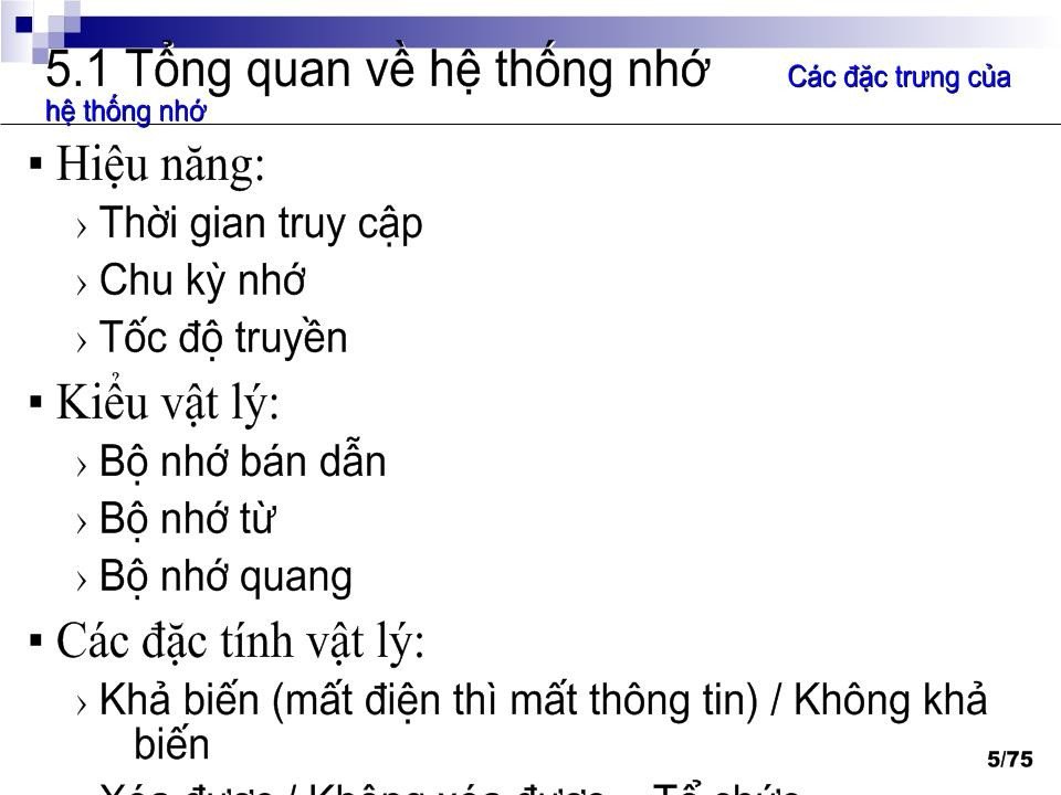 Kiến trúc máy tính chương 5: Bộ nhớ máy tính trang 5