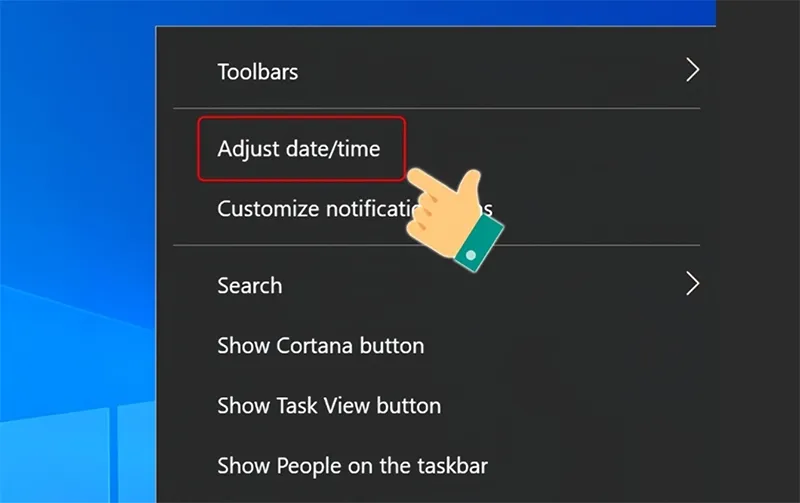 Truy cập Adjust date and time trên Windows 11