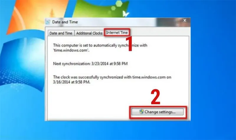 Truy cập Internet Time Settings trên Windows 7