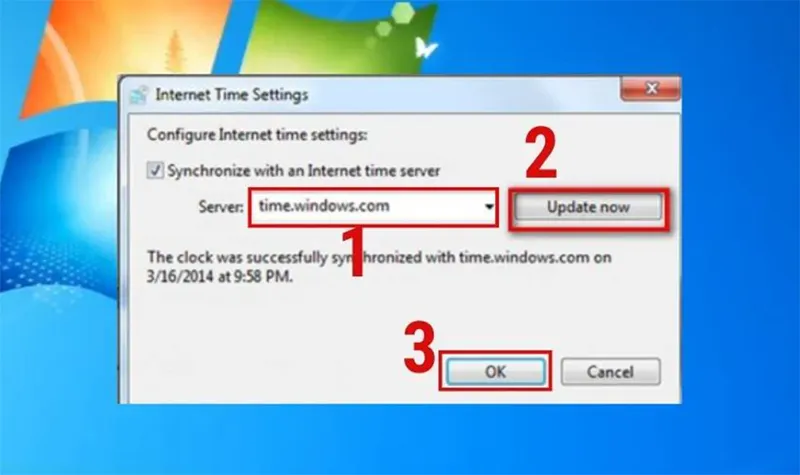 Thiết lập đồng bộ thời gian qua Internet trên Windows 7