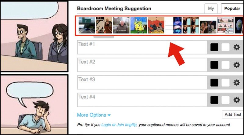 Lựa chọn mẫu meme ưng ý trên Imgflip khi chế ảnh trên máy tính