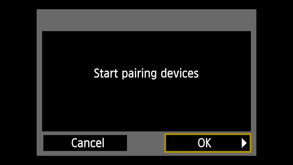 Màn hình báo máy ảnh Canon đã sẵn sàng kết nối