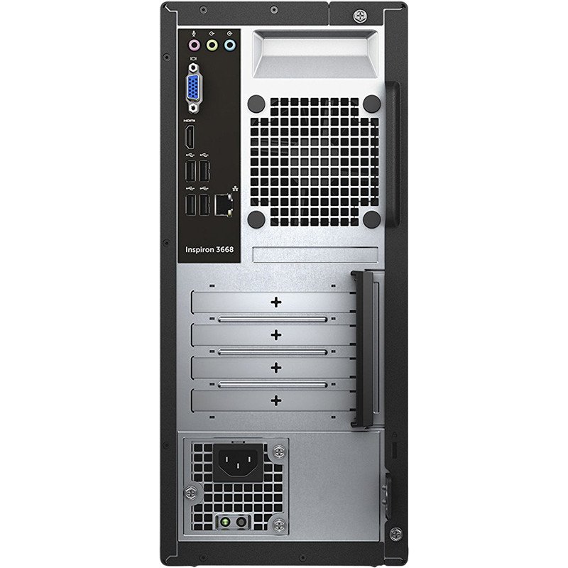 Mặt sau của máy tính để bàn Dell Inspiron 3668 với đầy đủ các cổng kết nối vật lý