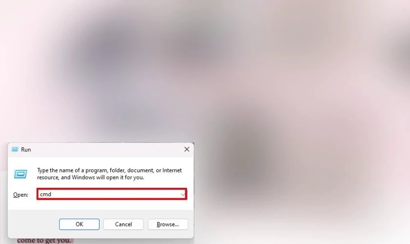 Sử dụng lệnh cmd trong Run để mở Command Prompt