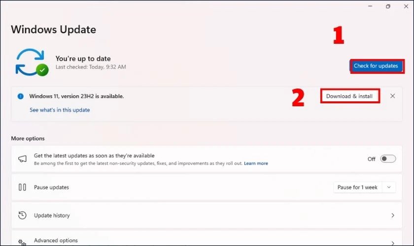Tải xuống và cài đặt bản cập nhật Windows để cải thiện hiệu suất máy tính