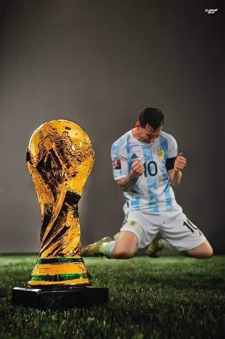 Messi và cúp vàng World Cup 2022, hình nền 4K 3D đẹp mắt
